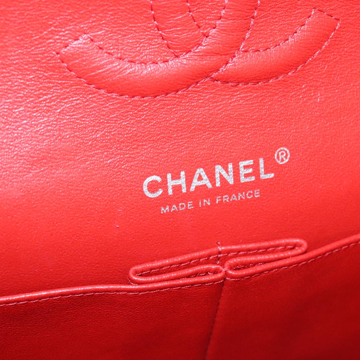 CHANEL Matelasse Chain Shoulder Bag Lamb Skin Orange Silver CC PP105A