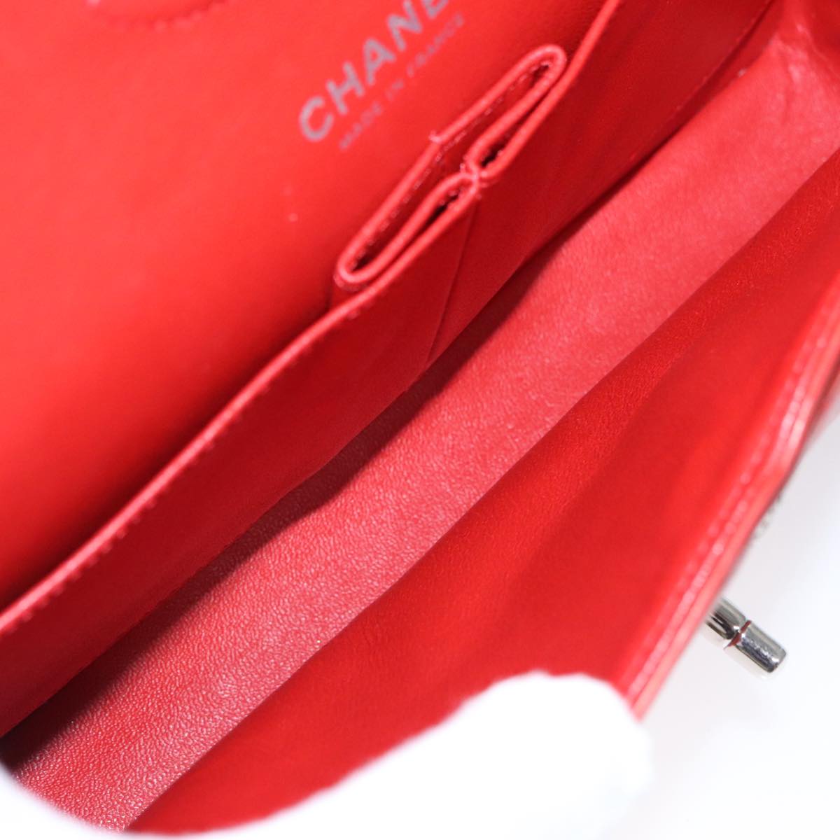 CHANEL Matelasse Chain Shoulder Bag Lamb Skin Orange Silver CC PP105A