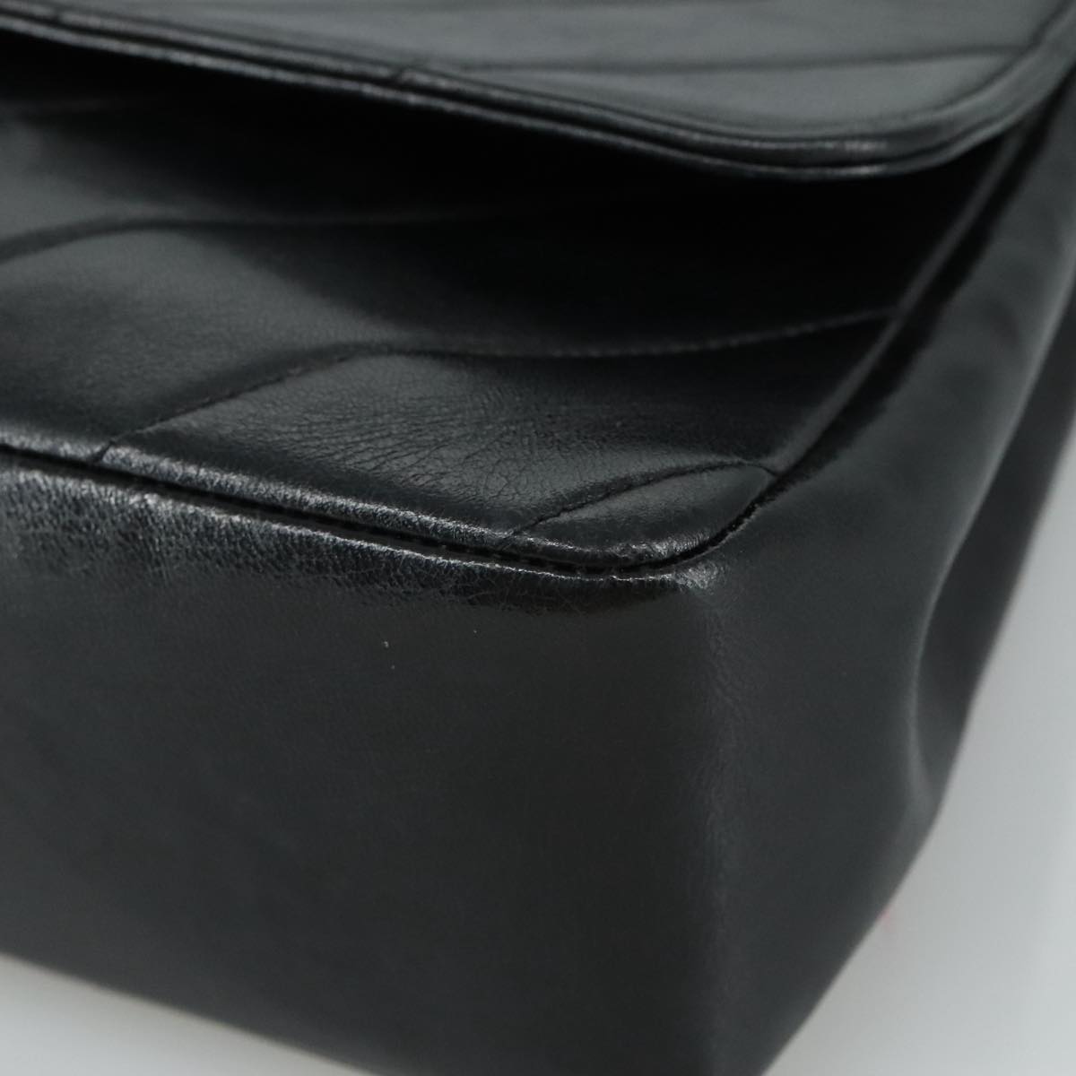 CHANEL Chain Hand Bag Lamb Skin 2way Black Gold CC PP129