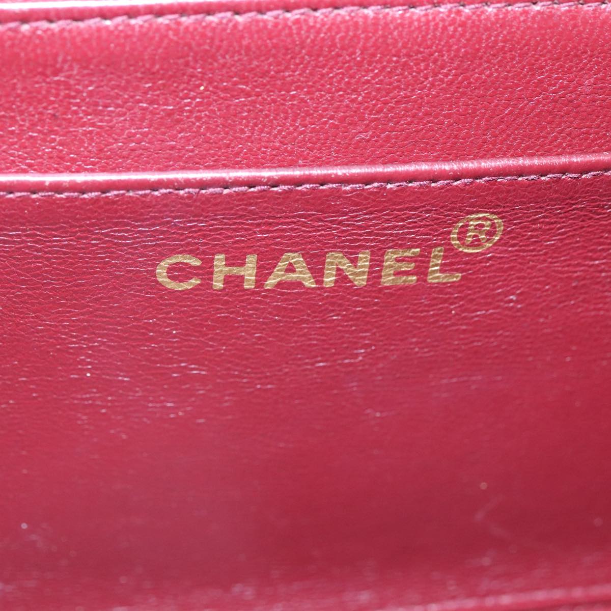 CHANEL Chain Hand Bag Lamb Skin 2way Black Gold CC PP129