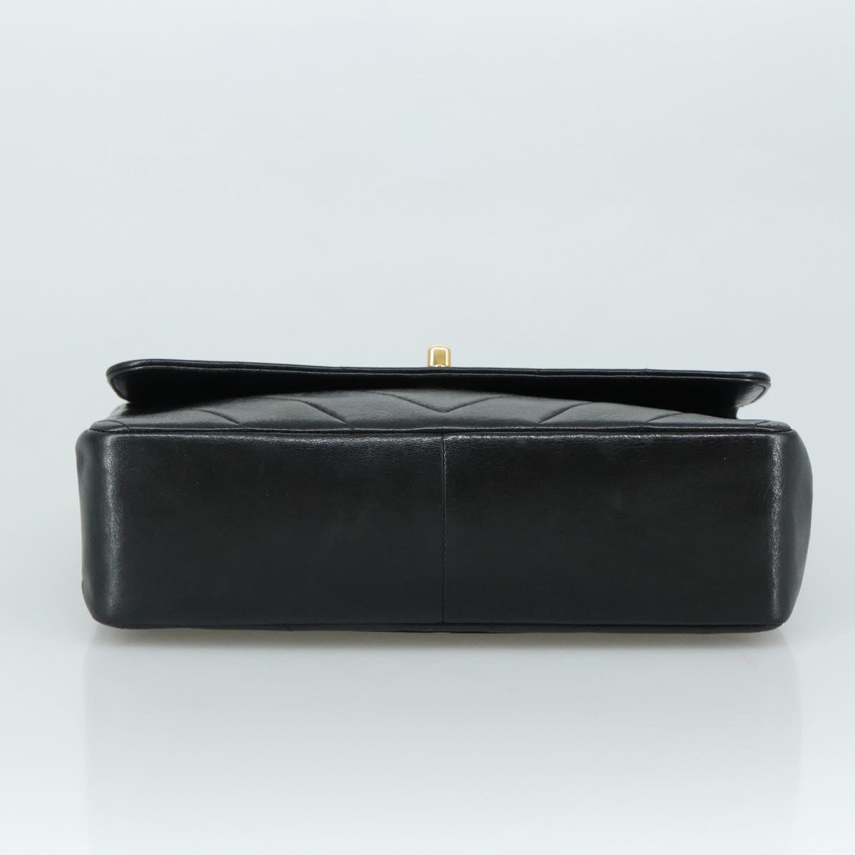 CHANEL Chain Hand Bag Lamb Skin 2way Black Gold CC PP129