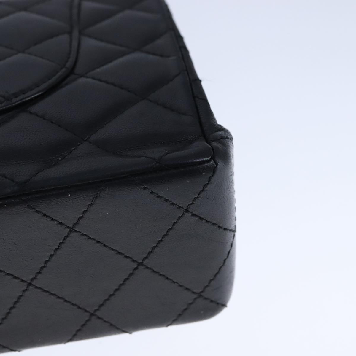 CHANEL Chain Matelasse Shoulder Bag Lamb Skin Black Gold CC PP135
