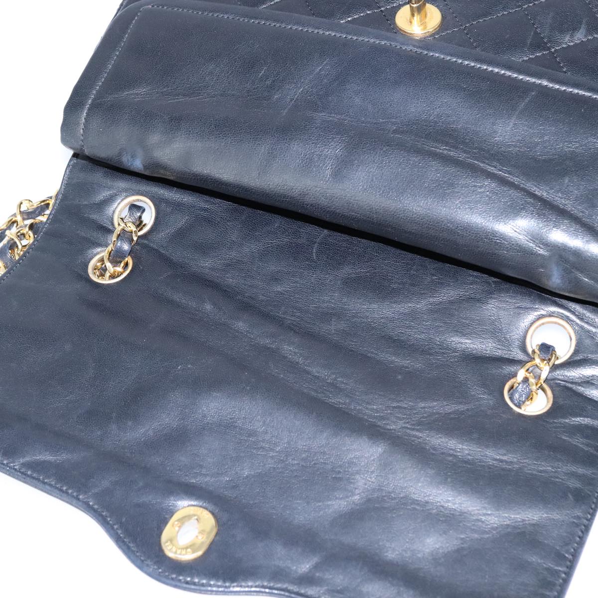 CHANEL Chain Matelasse Shoulder Bag Lamb Skin Black Gold CC PP135