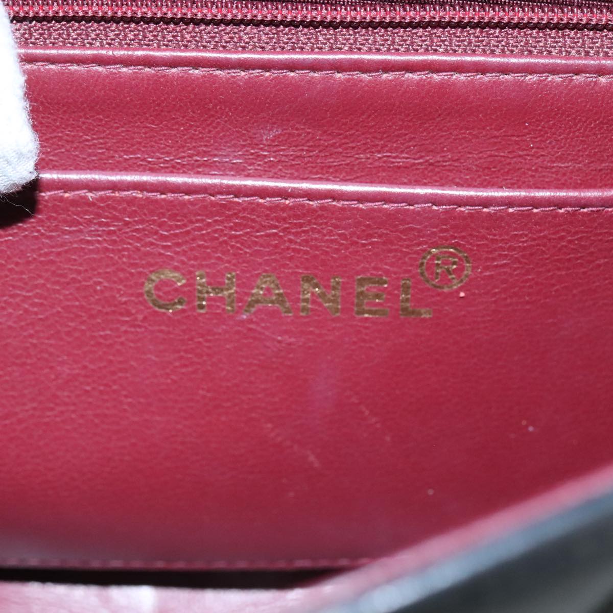 CHANEL Chain Diana Shoulder Bag Lamb Skin Black Gold CC PP139