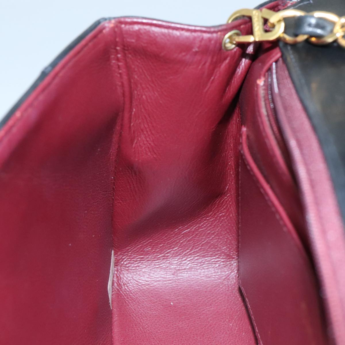 CHANEL Chain Diana Shoulder Bag Lamb Skin Black Gold CC PP139