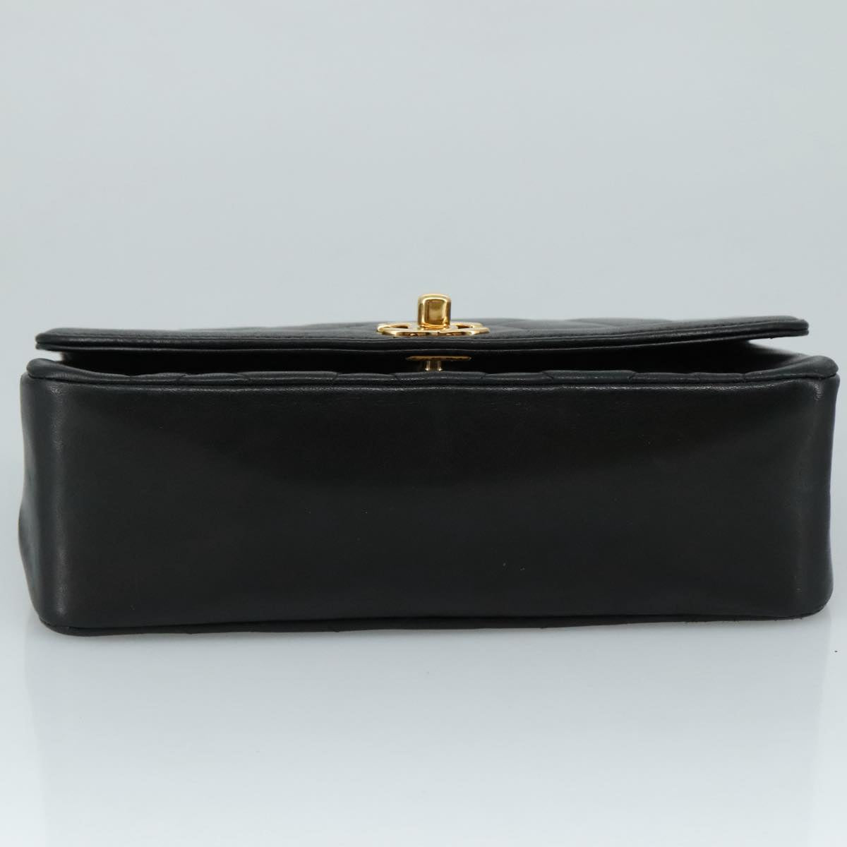 CHANEL Chain Diana Shoulder Bag Lamb Skin Black Gold CC PP139