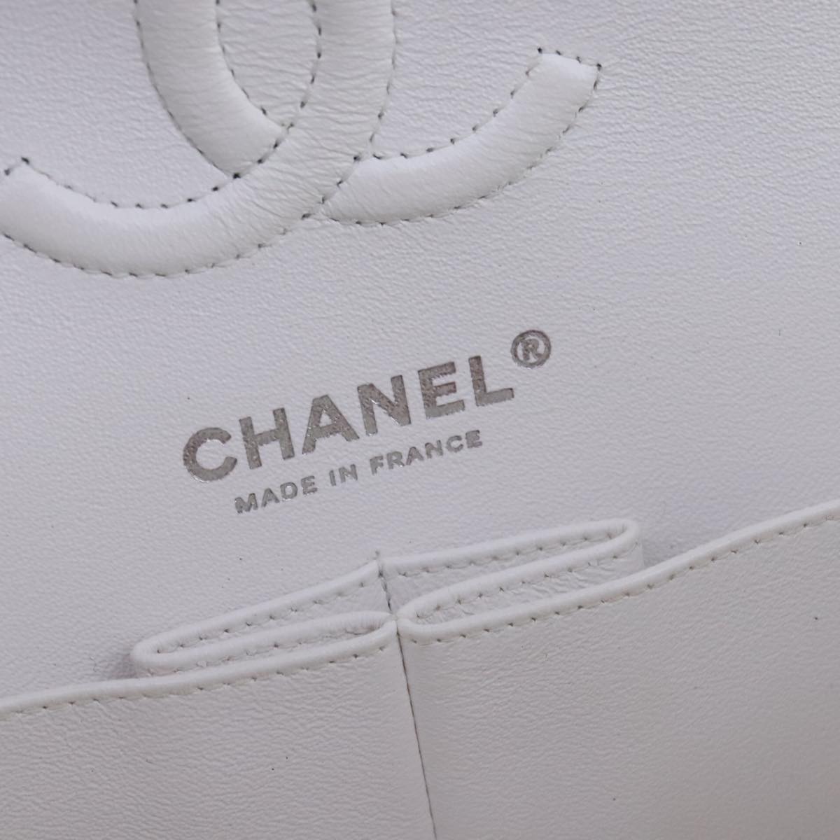 CHANEL Matelasse Chain Shoulder Bag Lamb Skin White CC PP140A
