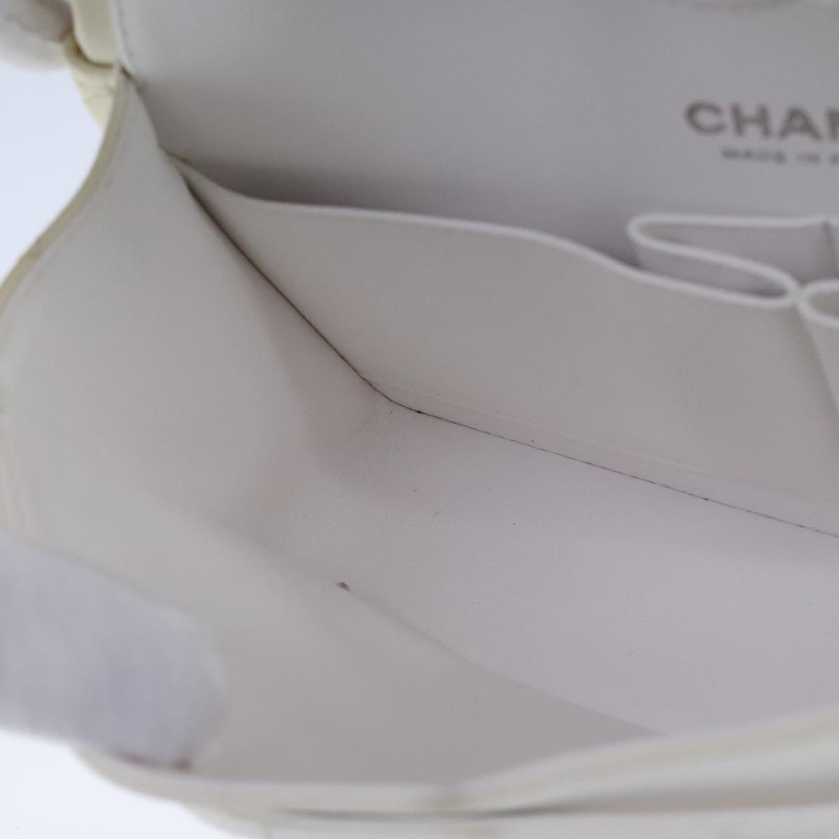 CHANEL Matelasse Chain Shoulder Bag Lamb Skin White CC PP140A