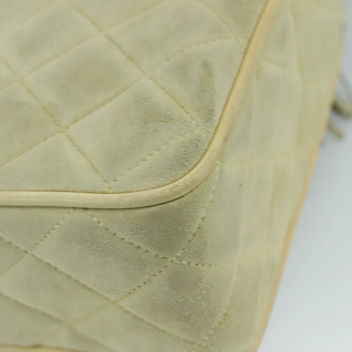 CHANEL Matelasse Chain Shoulder Bag Cotton Green Gold CC PP142