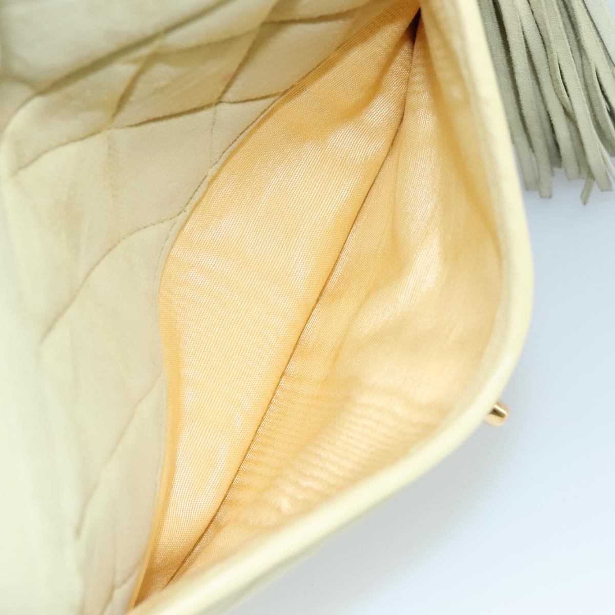 CHANEL Matelasse Chain Shoulder Bag Cotton Green Gold CC PP142