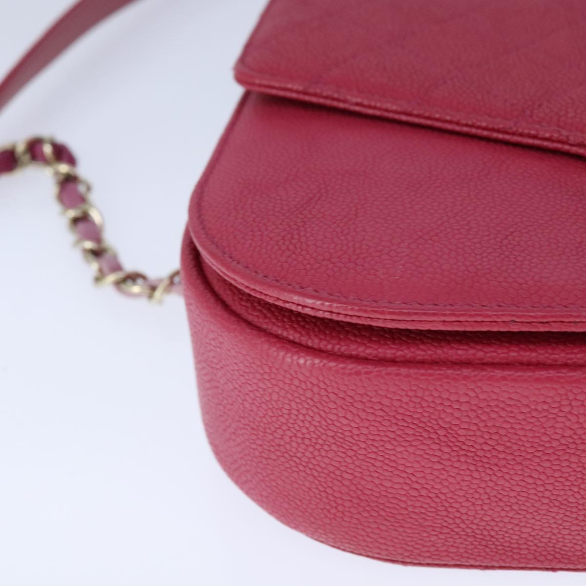 CHANEL Matelasse Chain Shoulder Bag Caviar Skin Pink CC PP143A