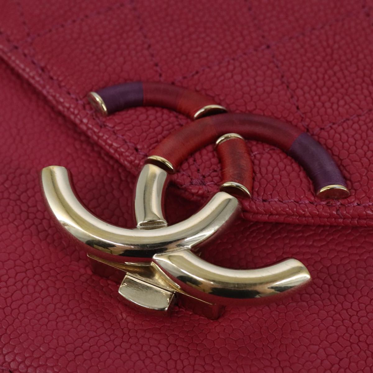 CHANEL Matelasse Chain Shoulder Bag Caviar Skin Pink CC PP143A