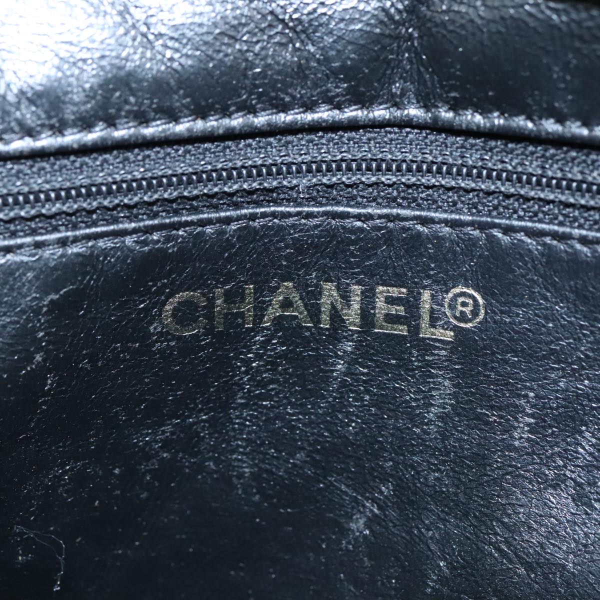 CHANEL Matelasse Chain Hand Bag Caviar Skin Black Gold CC PP148