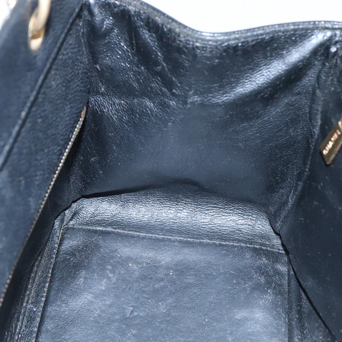 CHANEL Matelasse Chain Hand Bag Caviar Skin Black Gold CC PP148