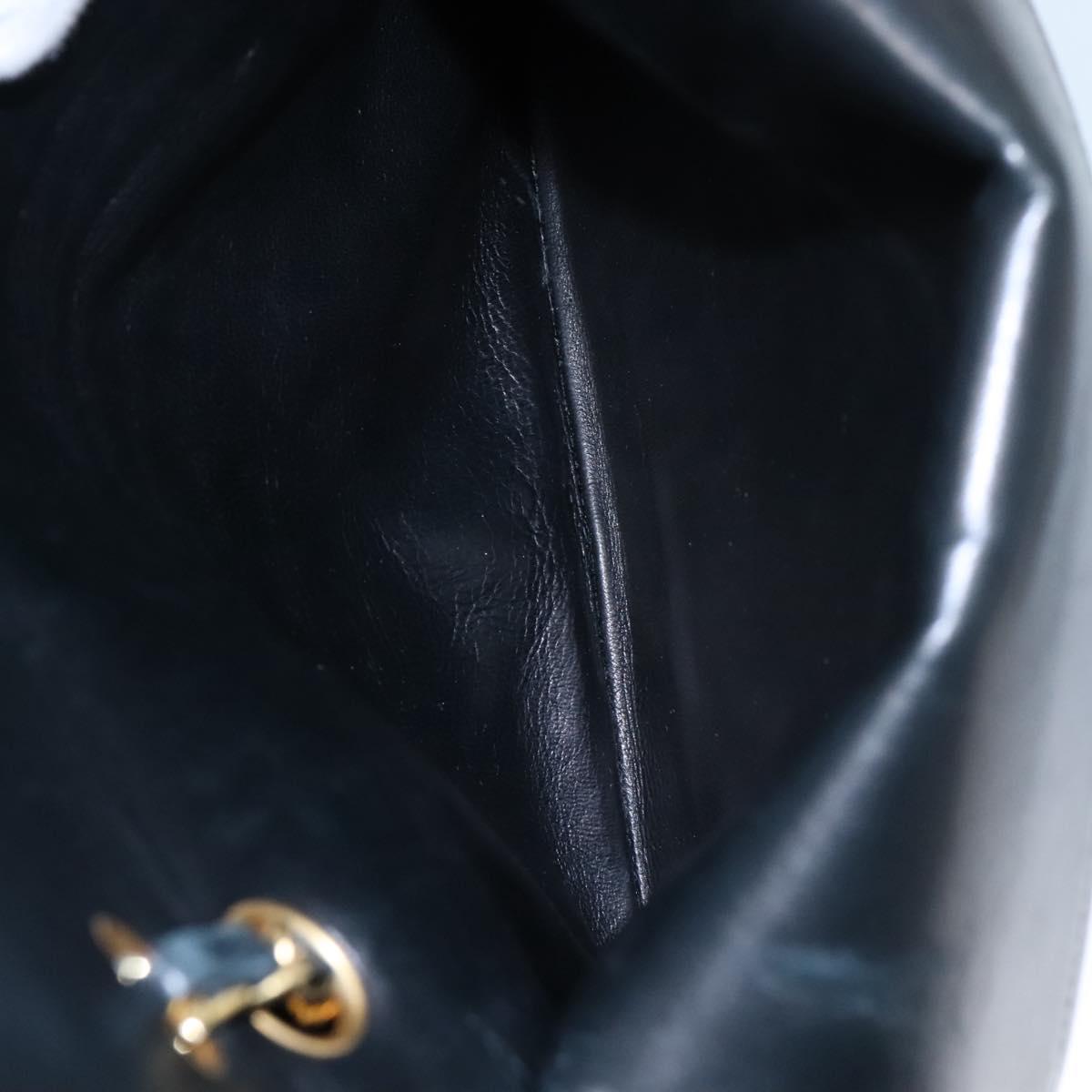 CHANEL Matelasse Chain Shoulder Bag Lamb Skin Black Gold CC PP176
