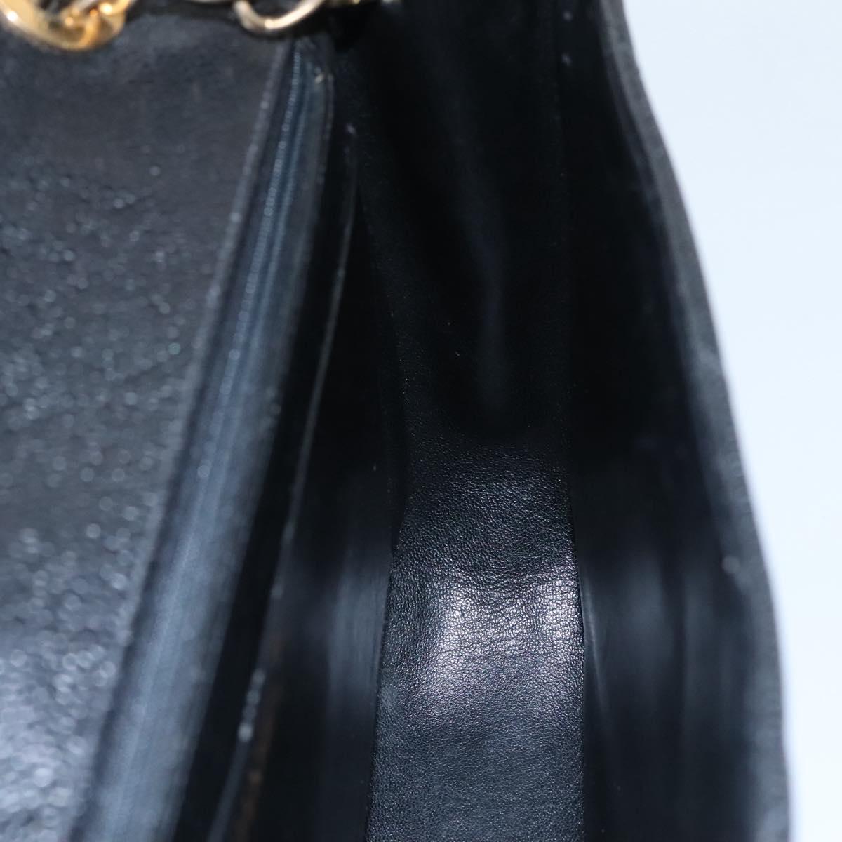 CHANEL Chain Shoulder Bag Caviar Skin Black Gold CC PP181