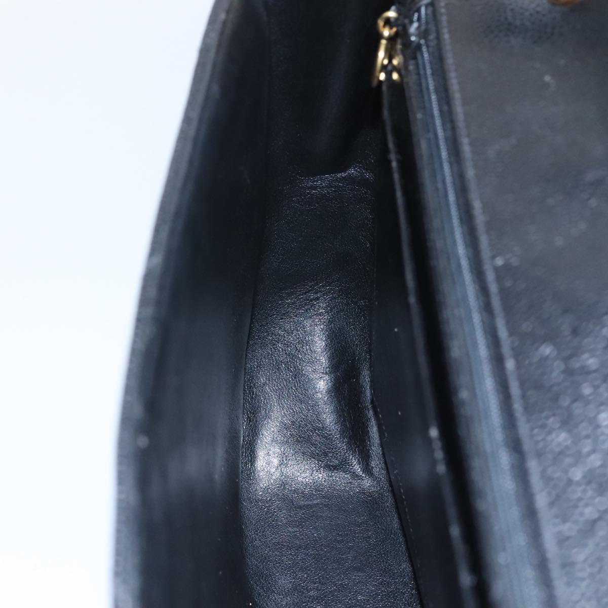 CHANEL Chain Shoulder Bag Caviar Skin Black Gold CC PP181