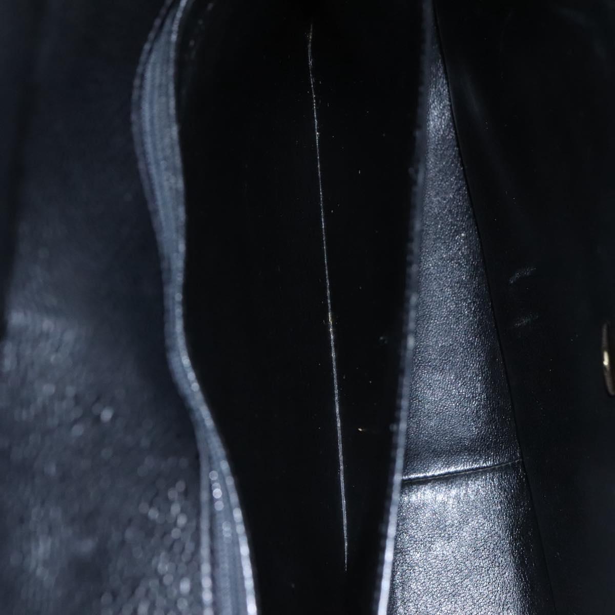CHANEL Chain Shoulder Bag Caviar Skin Black Gold CC PP181
