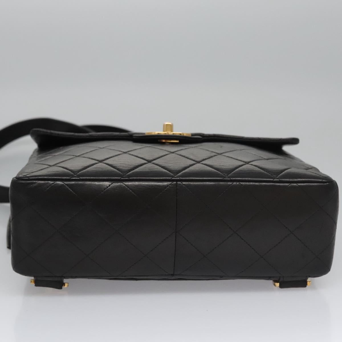 CHANEL Matelasse Chain Backpack Lamb Skin Black CC PP182