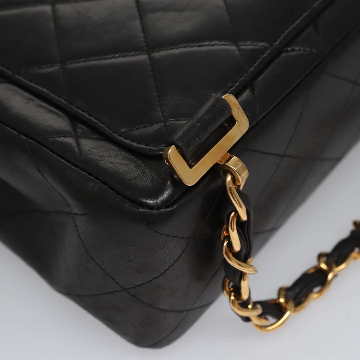 CHANEL Matelasse Chain Backpack Lamb Skin Black CC PP182