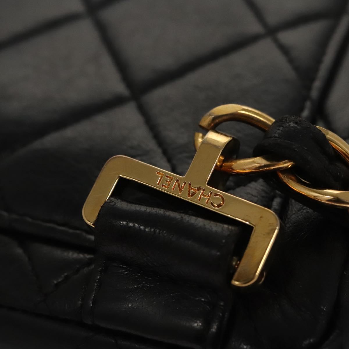 CHANEL Matelasse Chain Backpack Lamb Skin Black CC PP182