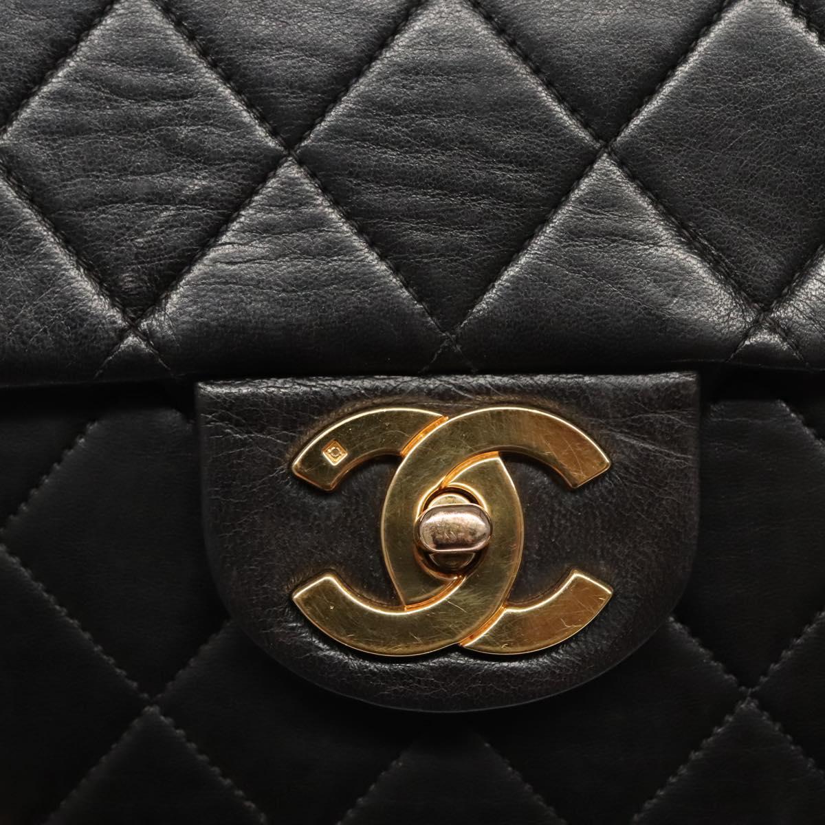 CHANEL Matelasse Chain Backpack Lamb Skin Black CC PP182