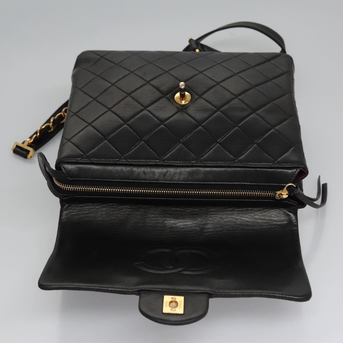 CHANEL Matelasse Chain Backpack Lamb Skin Black CC PP182