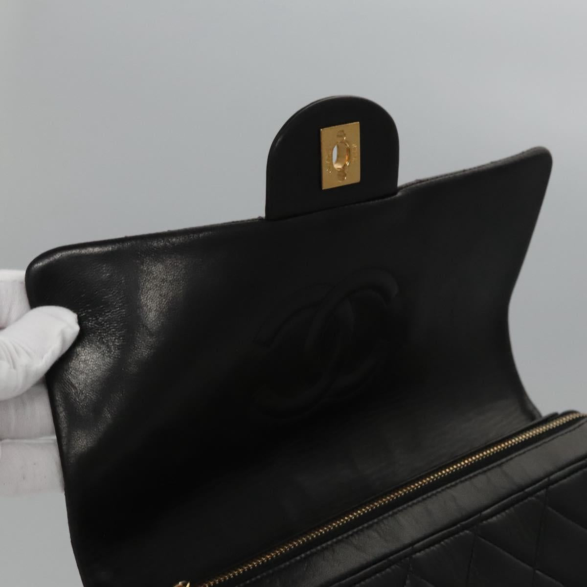 CHANEL Matelasse Chain Backpack Lamb Skin Black CC PP182