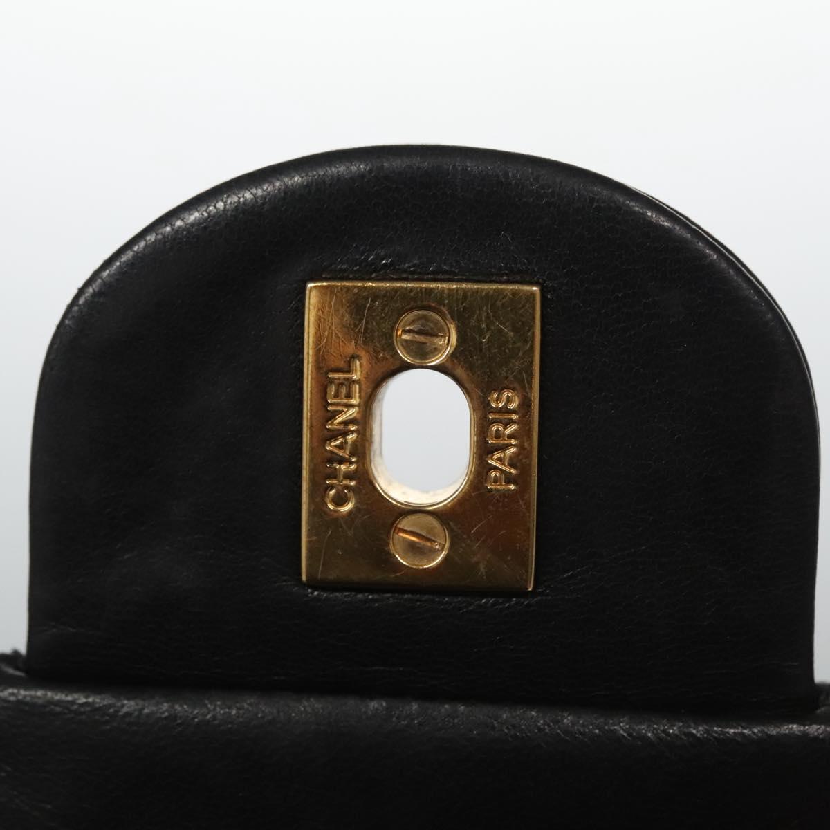 CHANEL Matelasse Chain Backpack Lamb Skin Black CC PP182