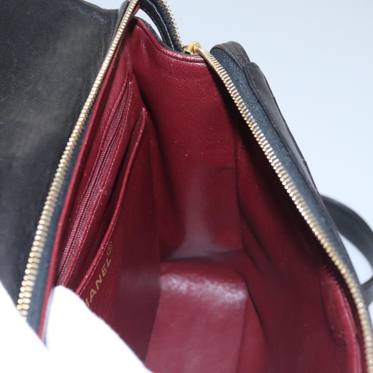 CHANEL Matelasse Chain Backpack Lamb Skin Black CC PP182