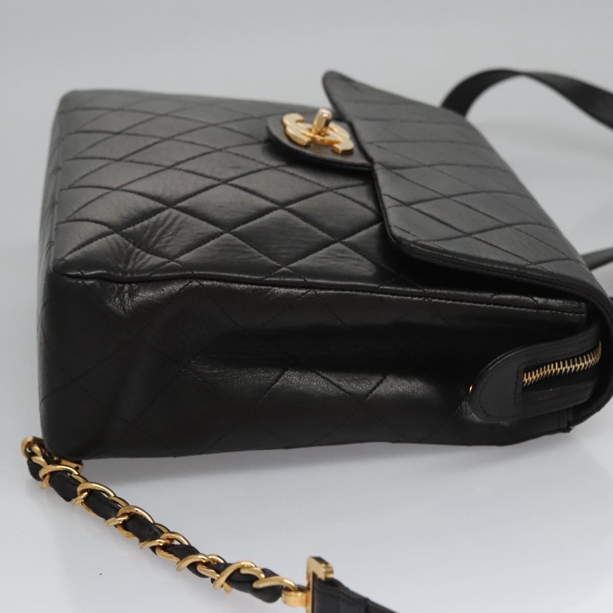 CHANEL Matelasse Chain Backpack Lamb Skin Black CC PP182