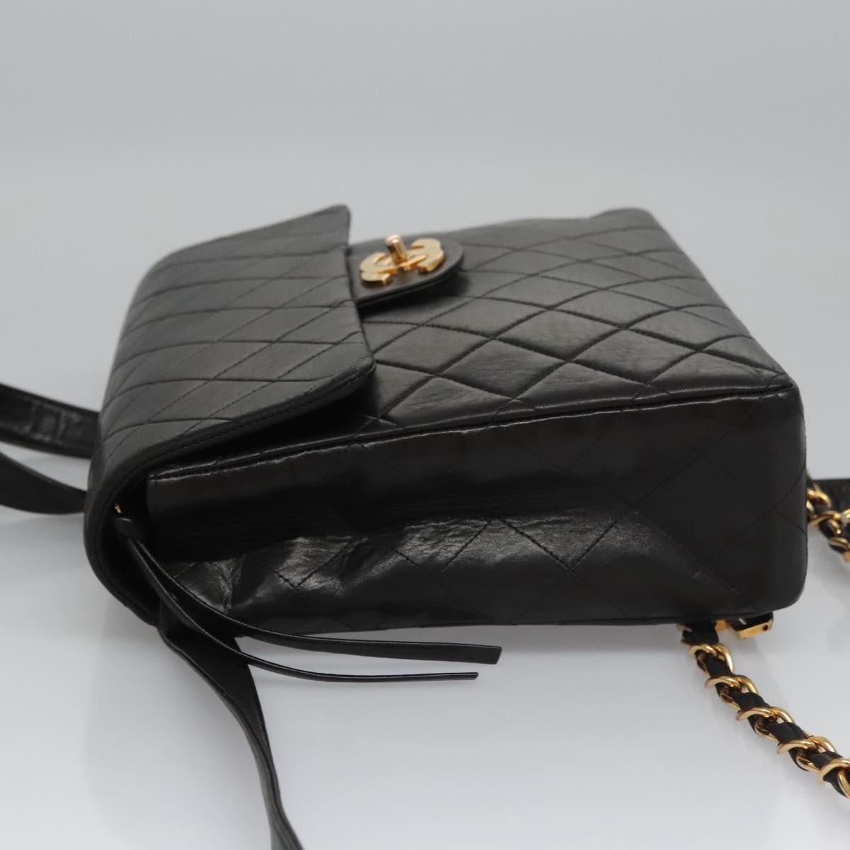 CHANEL Matelasse Chain Backpack Lamb Skin Black CC PP182