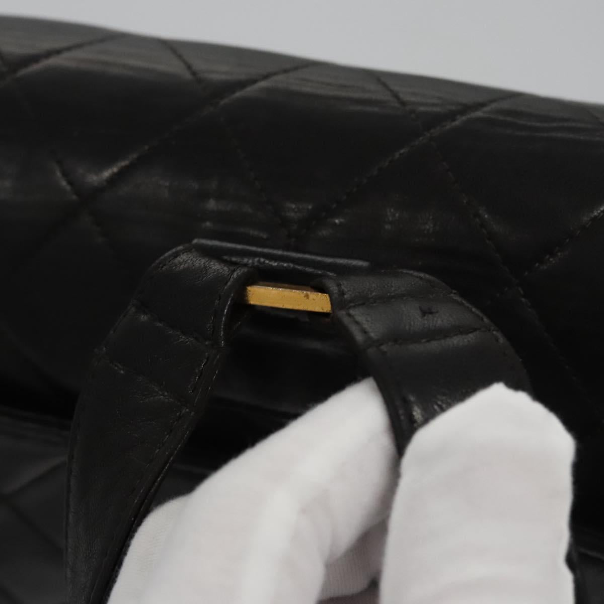 CHANEL Matelasse Chain Backpack Lamb Skin Black CC PP182