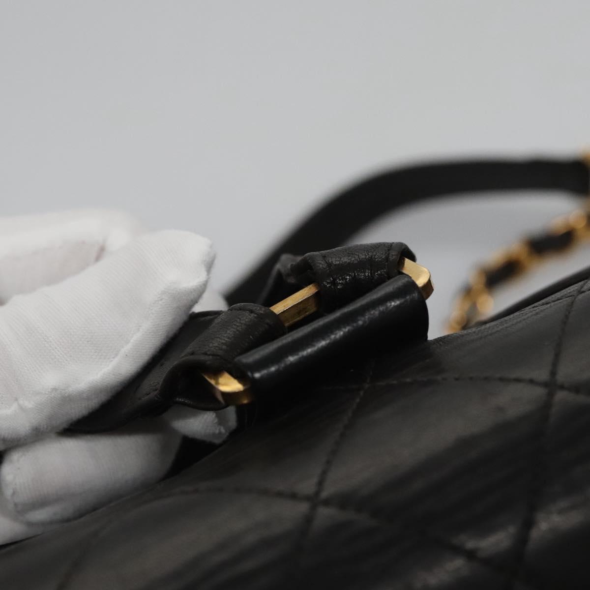 CHANEL Matelasse Chain Backpack Lamb Skin Black CC PP182