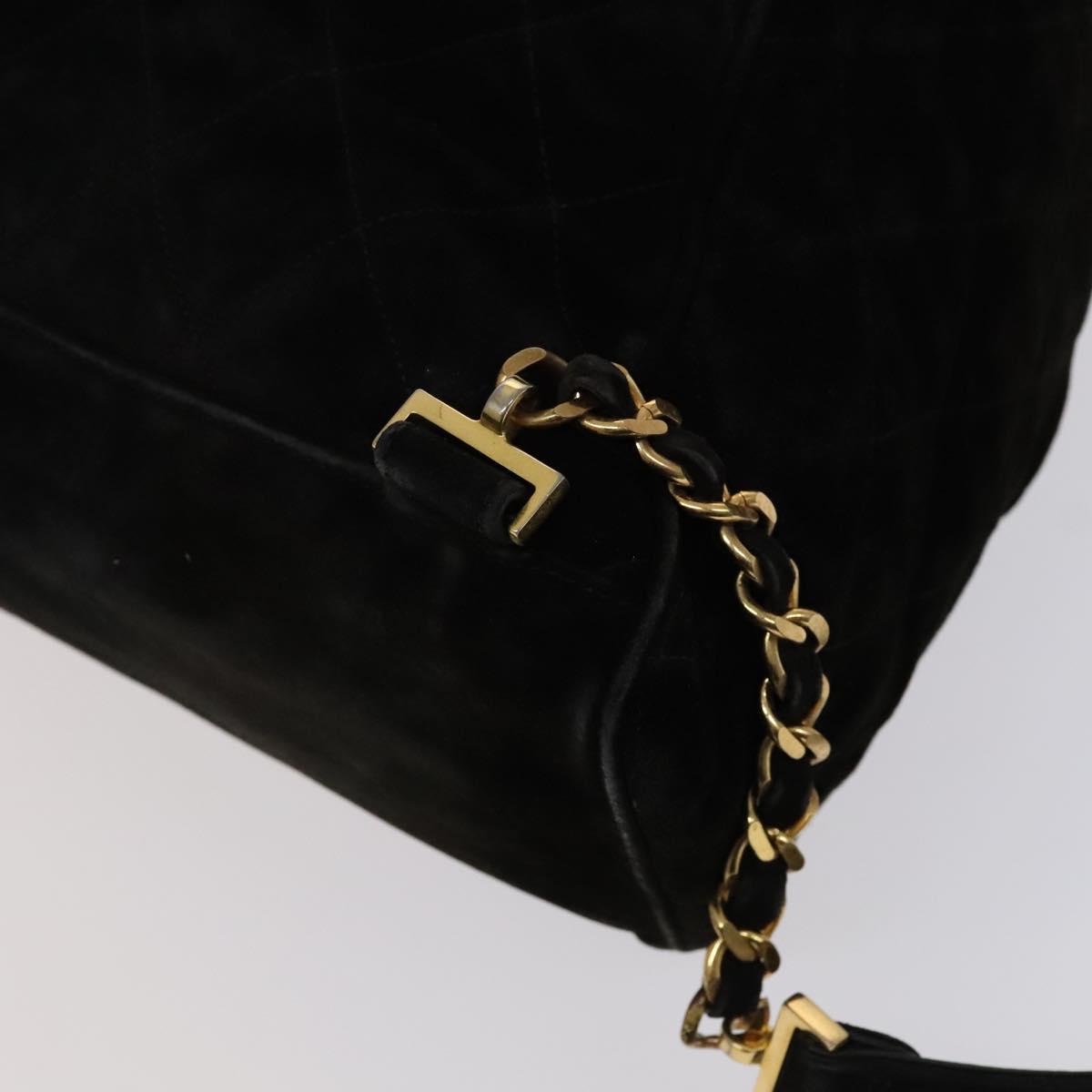CHANEL Matelasse Chain Backpack Suede Black CC PP183