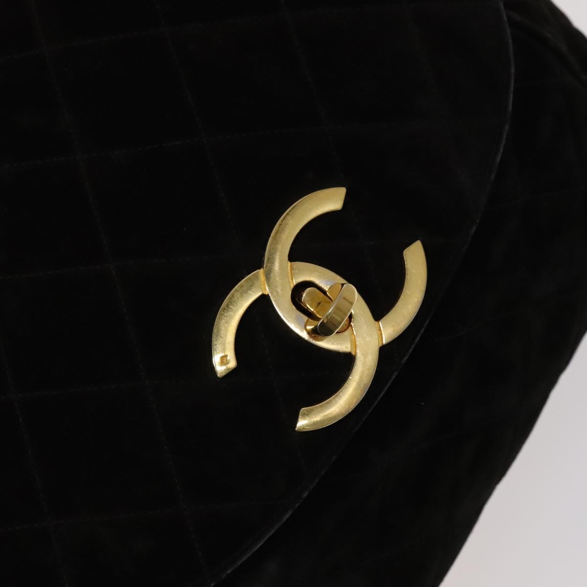 CHANEL Matelasse Chain Backpack Suede Black CC PP183