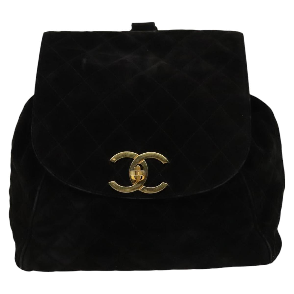 CHANEL Matelasse Chain Backpack Suede Black CC PP183