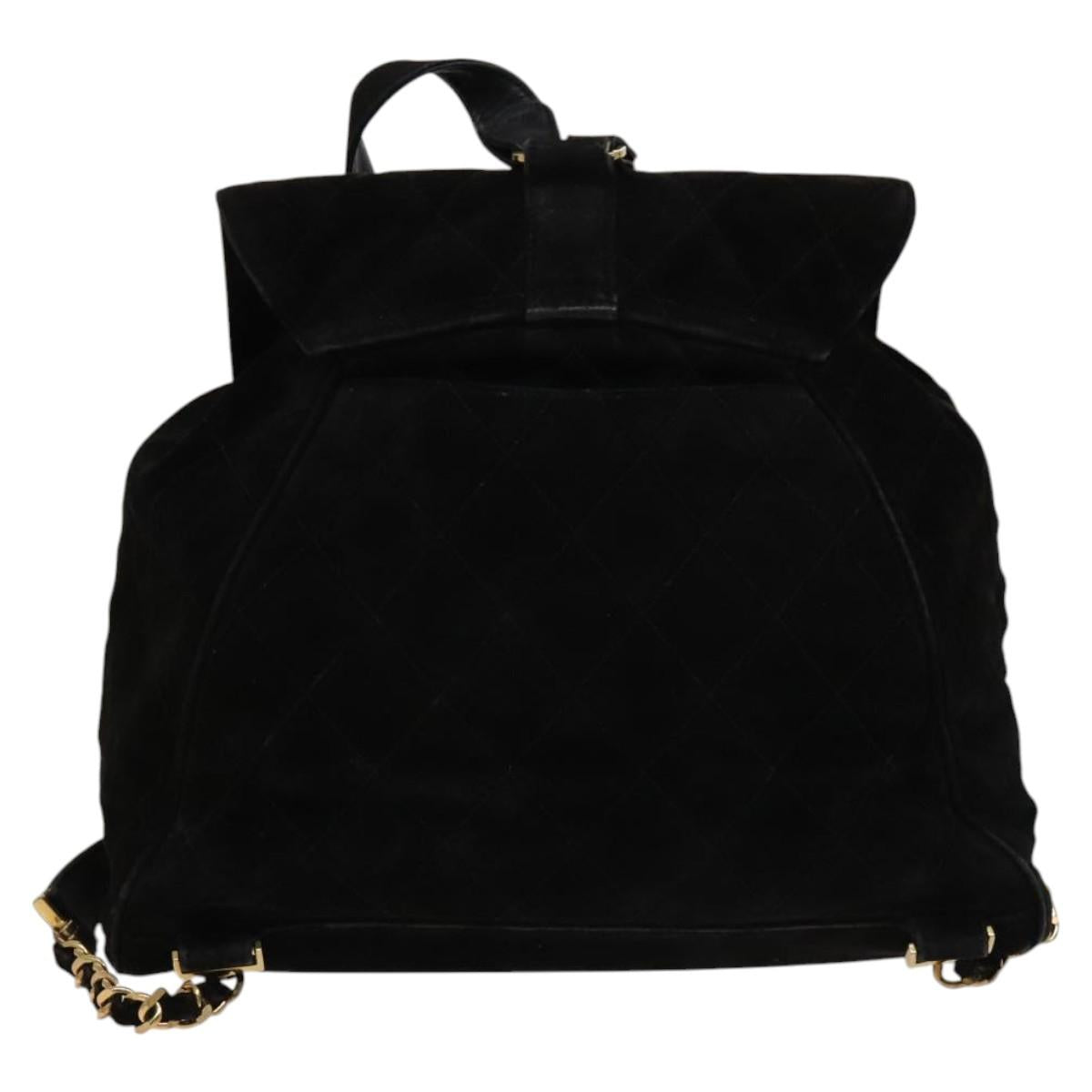 CHANEL Matelasse Chain Backpack Suede Black CC PP183