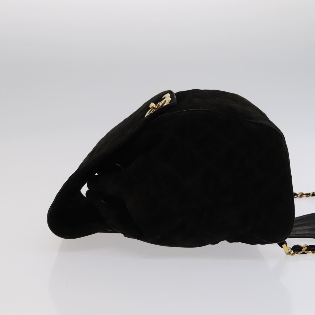 CHANEL Matelasse Chain Backpack Suede Black CC PP183