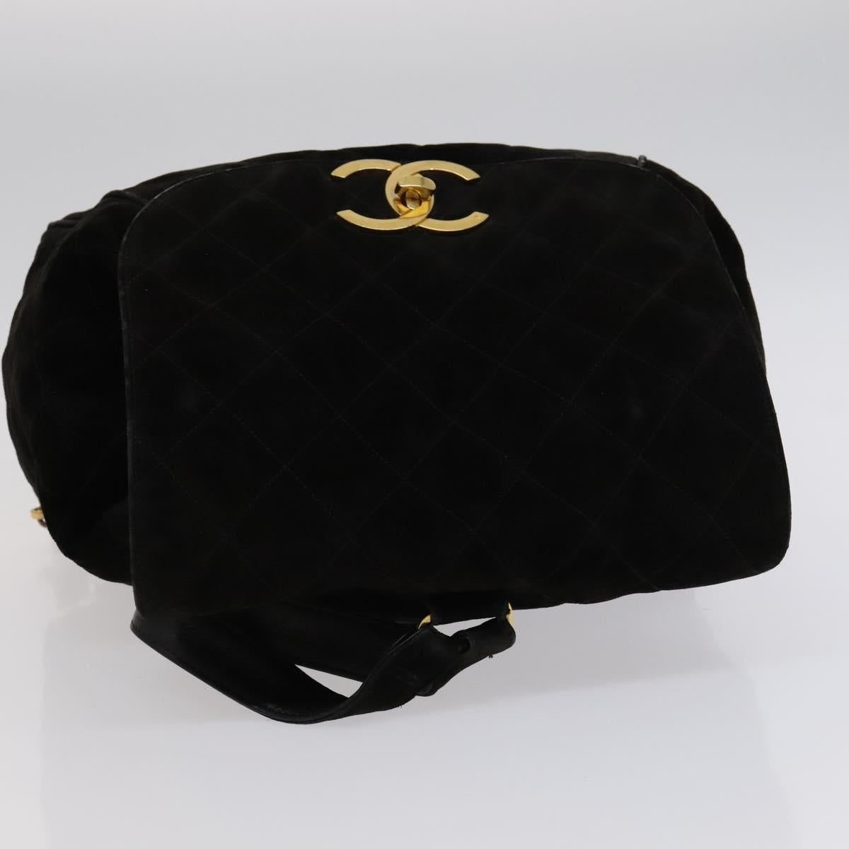 CHANEL Matelasse Chain Backpack Suede Black CC PP183