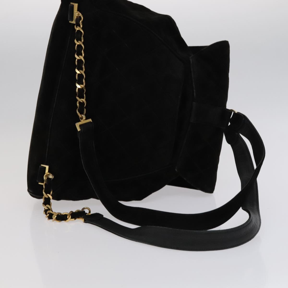 CHANEL Matelasse Chain Backpack Suede Black CC PP183
