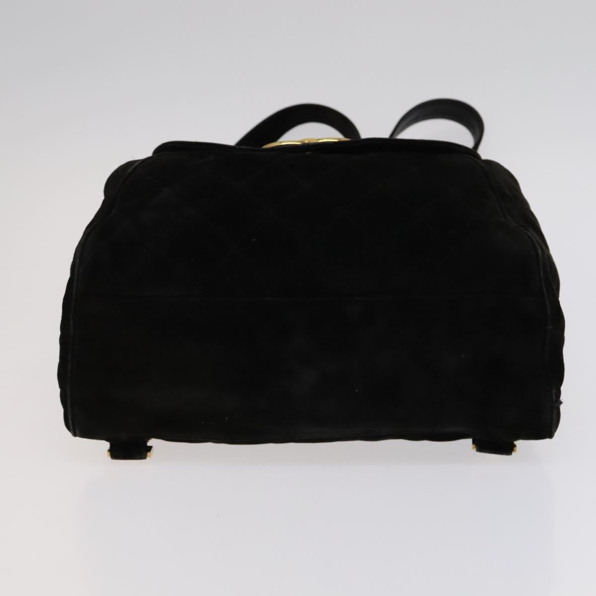 CHANEL Matelasse Chain Backpack Suede Black CC PP183