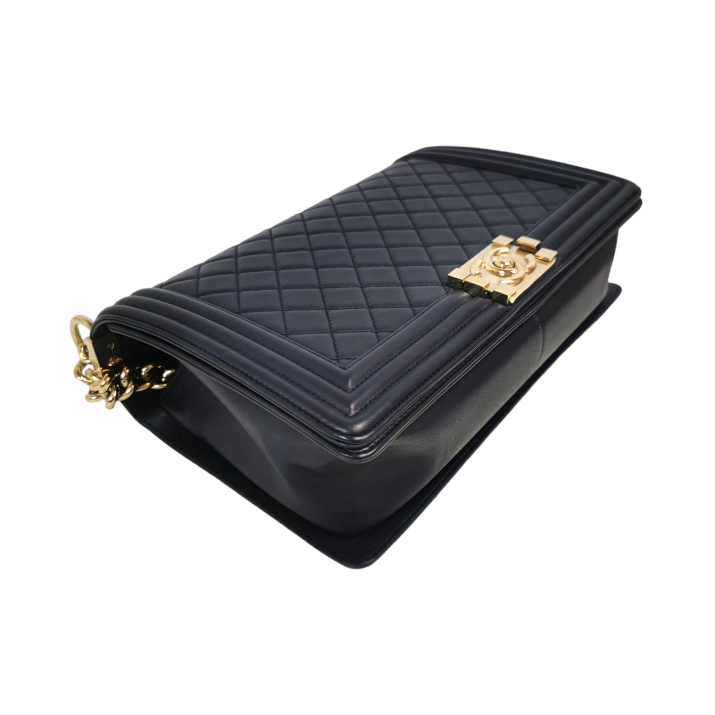 Chanel Boy Large Navy Blue Lambskin Gold