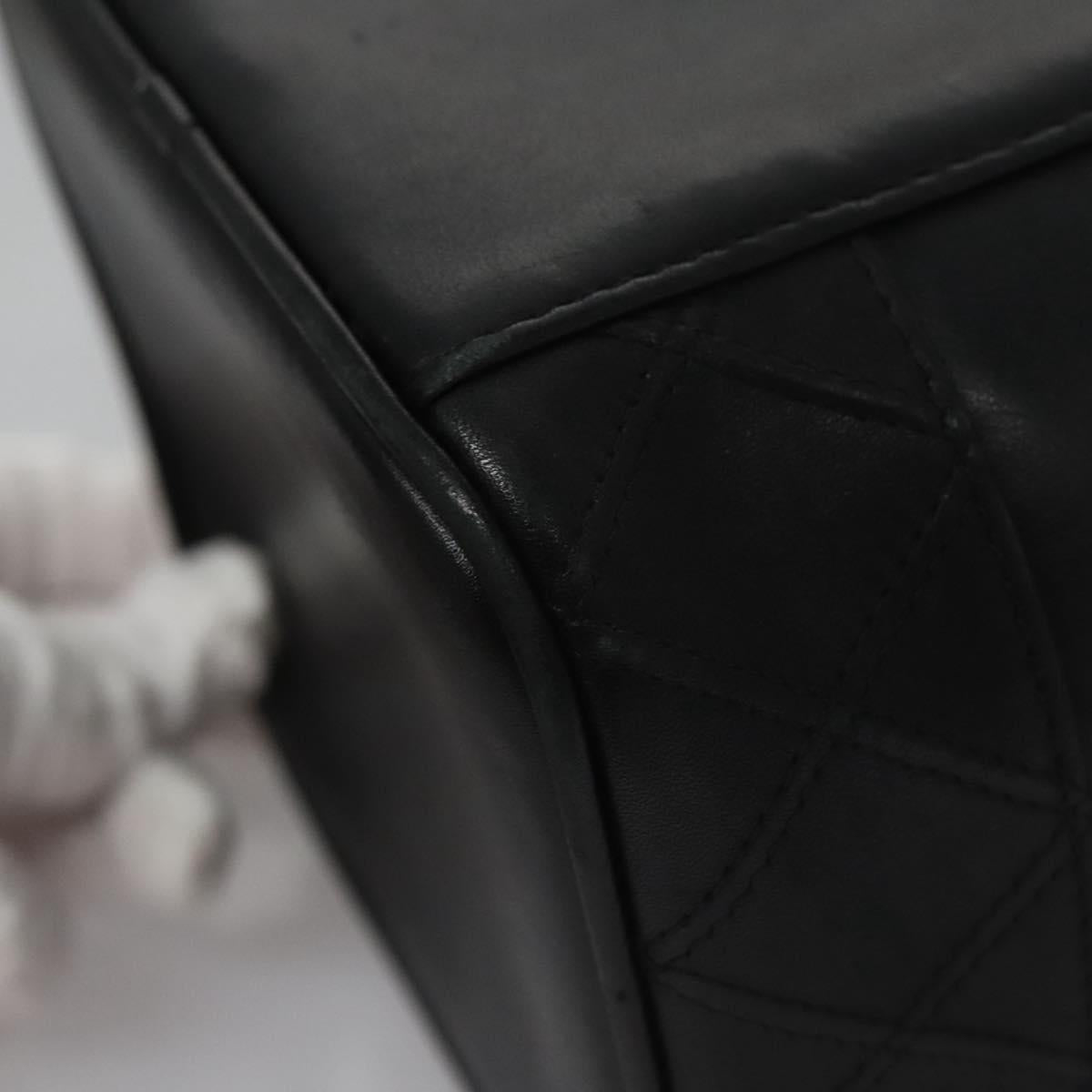 CHANEL Bicolore Vanity Hand Bag Lamb Skin Black Gold CC SW020