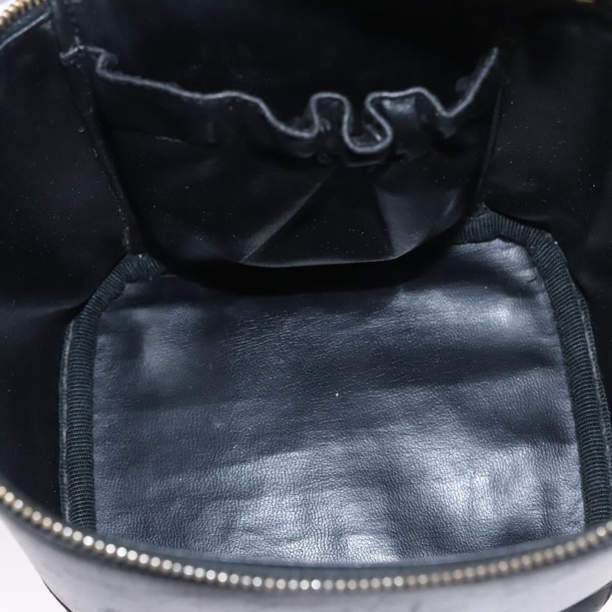 CHANEL Bicolore Vanity Hand Bag Lamb Skin Black Gold CC SW020