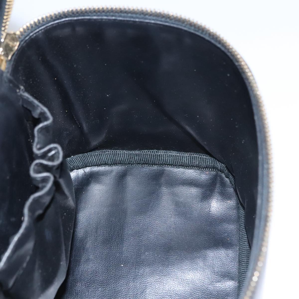 CHANEL Bicolore Vanity Hand Bag Lamb Skin Black Gold CC SW020