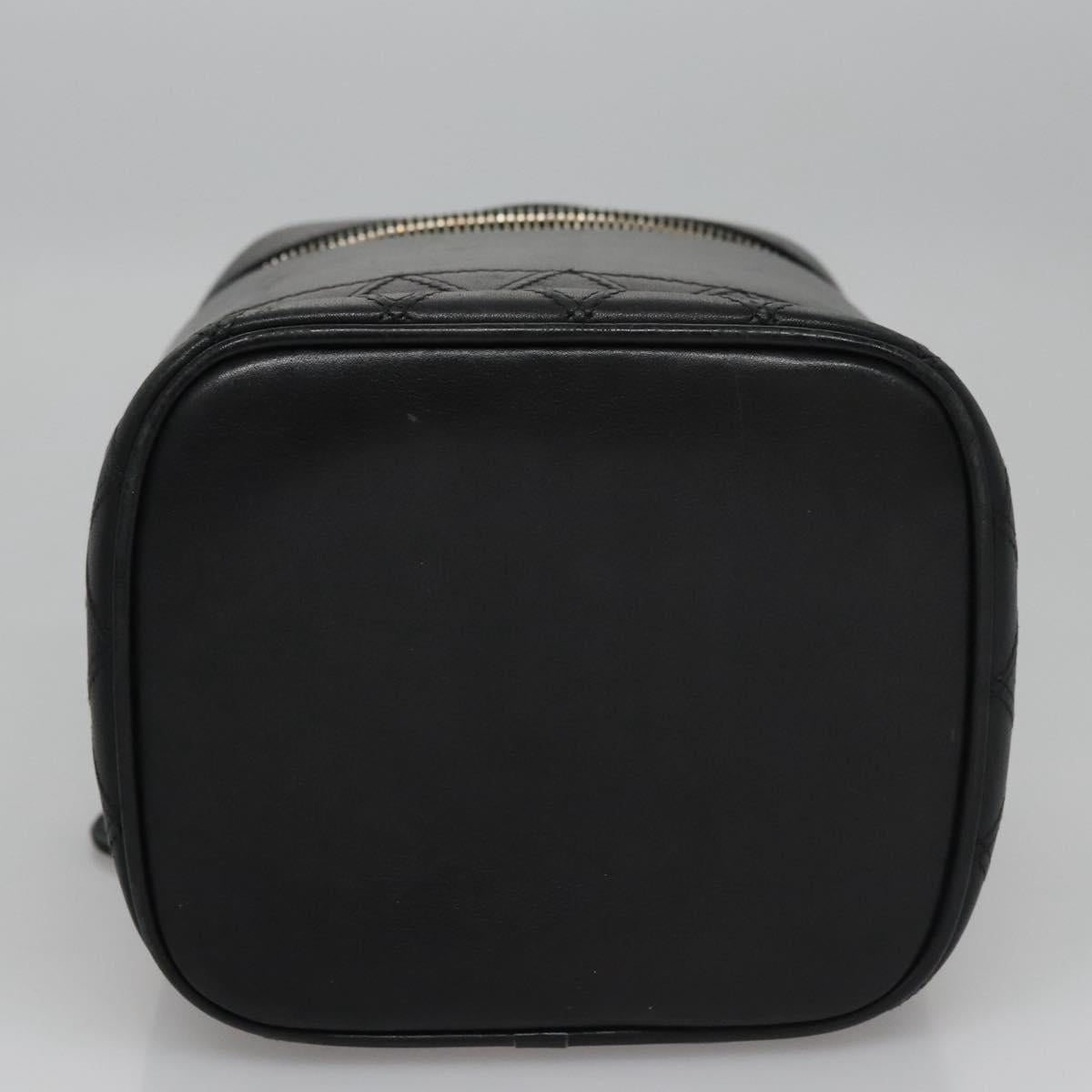 CHANEL Bicolore Vanity Hand Bag Lamb Skin Black Gold CC SW020
