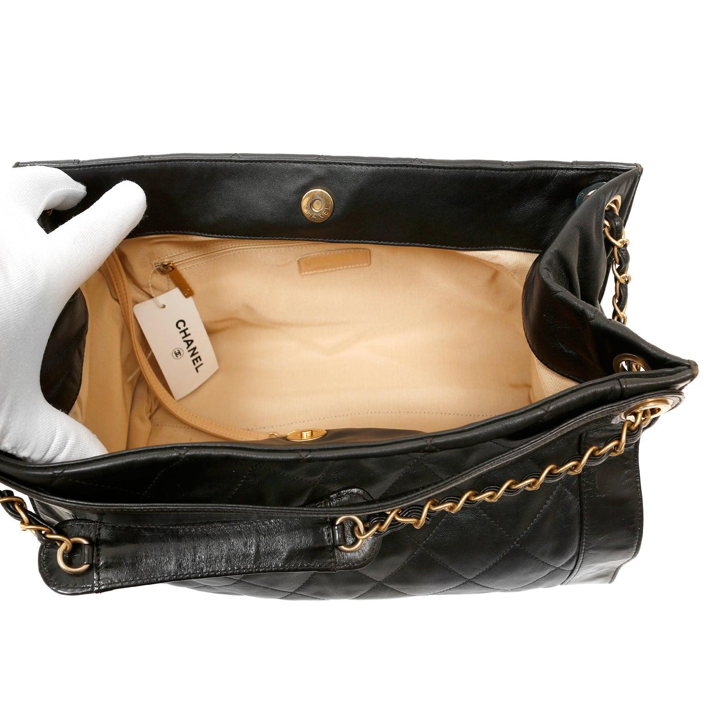 Chanel Black Calfskin Shopper Tote with Gold Hardware
