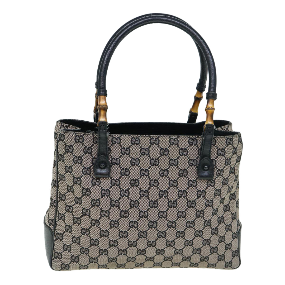 GUCCI GG Canvas Bamboo Tote Bag Navy 112526 tb929