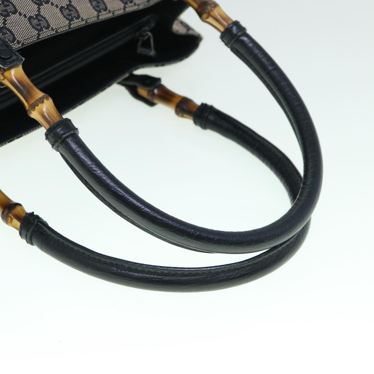 GUCCI GG Canvas Bamboo Tote Bag Navy 112526 tb929